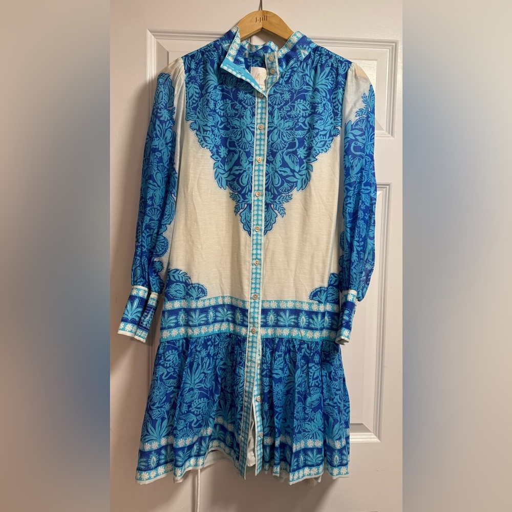 NEW Lilly Pulitzer Drena Dress Breezy Aqua Jungle Escape Blue White Mini 10